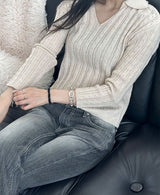 [F/W] Cable v neck kara crop knit(4color)