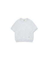 [AG.W] Round Raglan Sweat Half Tee - White Melange