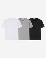 Ribbed Muscle Fit Henley neck Short Sleeve