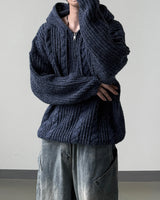 Lune Cable Half Zip-Up Hoodie Knit