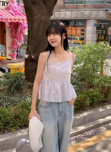 Stripe Flare Sleeveless Blouse (3color)