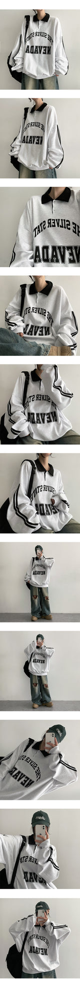 AKA King Boxy Track Collar Sweatshirt