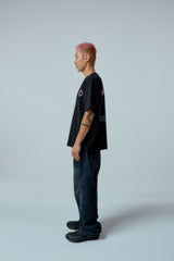 ストリートリーグ グラデーションアートワーク ロゴ オーバークロップフィット Tシャツ (ブラック)