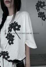 [unisex]フラワープリントオーバーフィット半袖Tシャツ (3color)