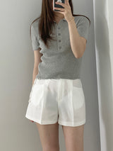 Loewe Ribbed Button Collar Short Sleeve Knit