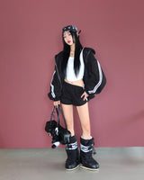 Breeze napping track Oversized-fit hooded zip-up