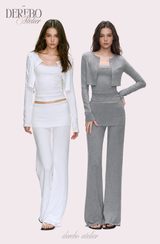 アンナ レース カーディガン トレーニング スリーピース セット (Sleeveless cardigan, pants)