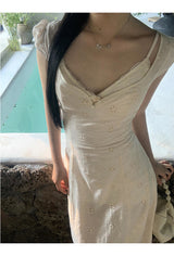 Ivory Punching Layered Long Dress