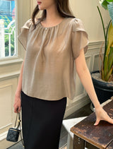 Muse Round Neck Shirred Tulip Blouse