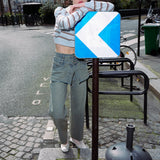 Layer denim wide pants