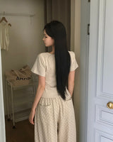 [MADE] ドット、ピンタックワイドパンツ