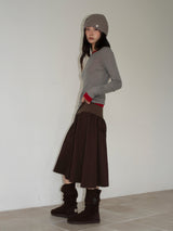 FLARE RIB SKIRT (BROWN)