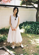 シアードVネックボリュームドレス (White)