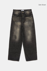 Dust oil washed denim pants