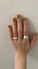 Matt silver open ring set