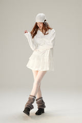 Sweet & Cool Lace Accent Ribbon Point Long T-Shirt