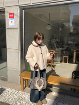 Bigget Collar Wool Mustang Fur Jacket