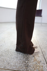 [ID] Layered Leather Bootcut Pants (Brown)