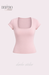 Minky Square Slim Color Short Sleeve T-shirt