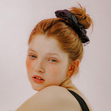 DOT MESH SATIN SCRUNCHIE (BLACK)