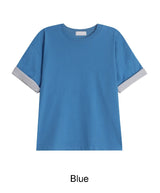 エドハイデンシティロールアップカラーマッチング半袖Tシャツ