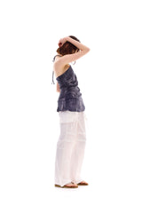 POCKET PRINTING HALTERNECK DRESS / BLACK