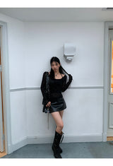 レザーミニパンツスカート
