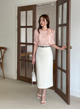 Billy Slit H-Line Long Skirt (Belt Set)