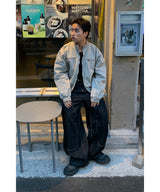 Non-faded double-knee carpenter denim pants