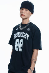 88 フットボール半袖Tシャツ- BLACK
