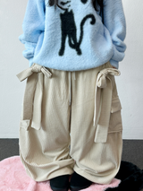 ワイドバルーンバービービッグリボンコーデュロイゴールデンワイドロングパンツ 🎀 3 COLOR