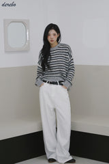 white cotton wide casual pants