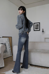 Vintage Washing Crop Denim Jacket