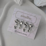 [ILLIT イロハ, NMIXX へウォン Piercing] バレリーナリボンピアス - Silver