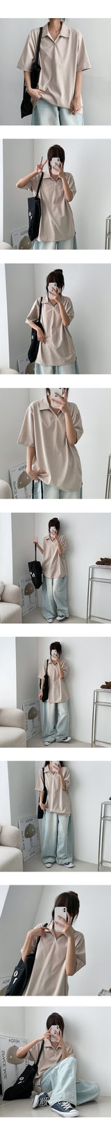 ツイストカラー半袖Tシャツ