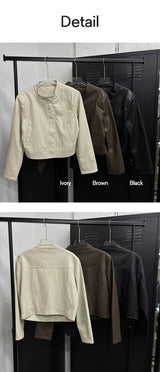 Crop leather blouson jacket(3color)