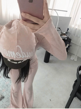 [♡MADE♡] puppy velour back eyelet slim hood zip-up