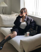 [Bellide made] マイルズ, ハーフハイネックチェックカラーブルゾン