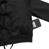 フロントレースアップストラップフリースハイネック2wayジップアップ (2 colors)