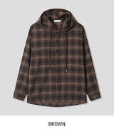 Solar loose fit hooded checkered shirt