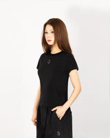 W Chest Logo Crop Short Sleeve Black