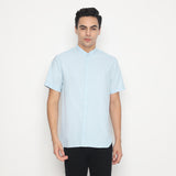 MON AKITA - Fuji Men Short Sleeve Shirt Blue