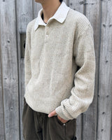 Popping collar knit (Navy)