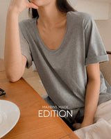 [MADE] Lira Unneck Slit Short Sleeve T-Shirt