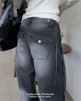 Dual Switch Gradient Flap Pocket Two-Way Snap Wide Pants (3 Colors)