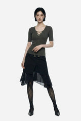 Layered Chiffon Midi Skirt