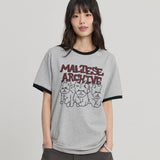 Maltese Archive Line Graphic Ringer Half Sleeve T-shirt