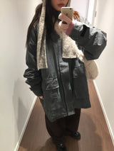 Shearling Overfit Cotton Field Jacket (2 Colors)