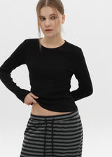 [B-BASIC] スタンダードブラッシュラウンド長袖Tシャツ (2SIZE)