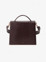 LAZEL CROC フラップトートレザーバッグ / Wani Burgundy